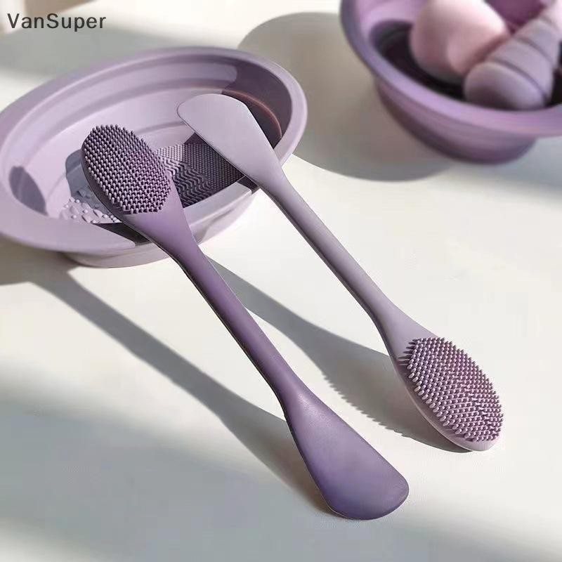 Vansuper Double Head ซิลิโคนพอกหน้าแปรงนวดหน้าแปรงทําความสะอาด DIY โคลนฟิล์ม Scraper เครื่องมือดูแลผิวหน้า SPA ร้านเสริมสวย HOT