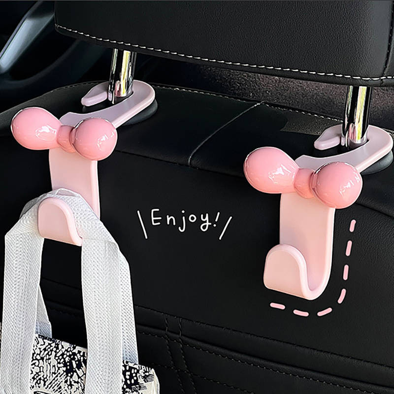 Black Silver Bow Car Seat Back Hook Light Luxury High Sense Storage Pendant Car Good Stuff 2024 New tBVF