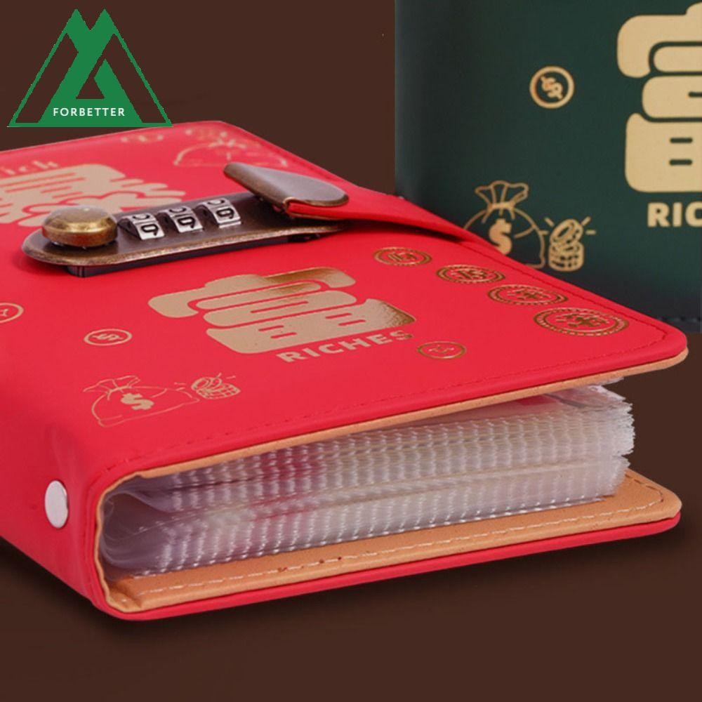Forbetter ประหยัดเงิน Binder, PU หนังแบบพกพา Budget Binder พร้อมตัวล็อค,ของขวัญพิเศษกระเป๋าสตางค์เก็บออมทรัพย์คู่มือ 50 แผ่น
