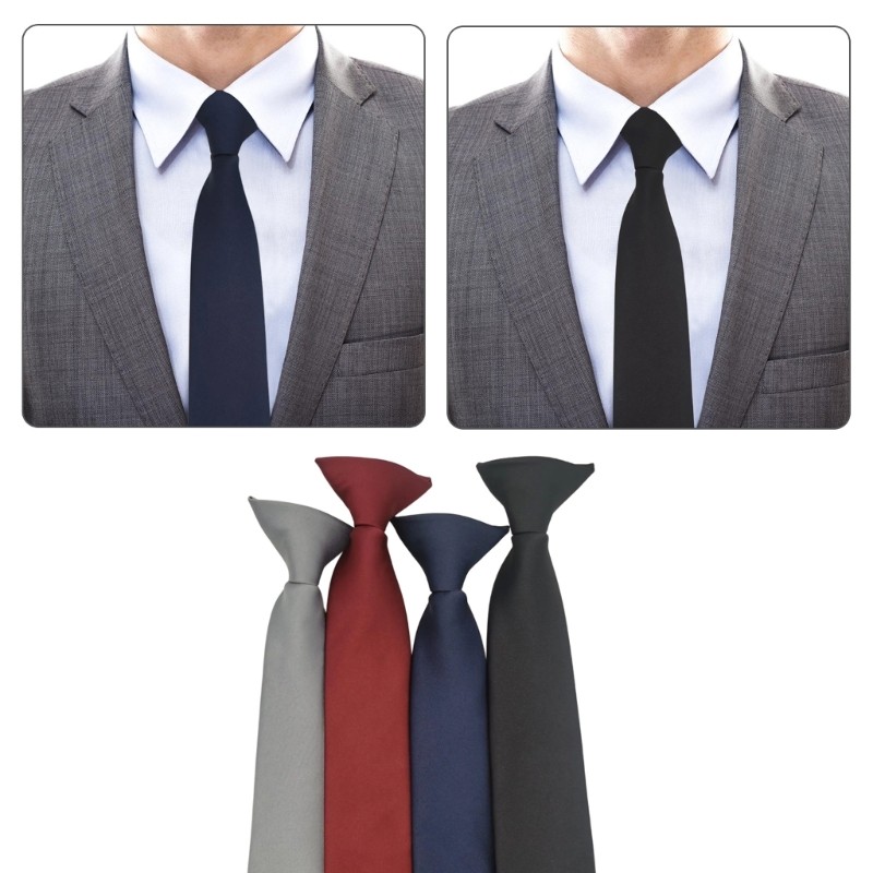Lu Mens Womens Solid Color Clip On Neck Tie สําหรับเครื่องแบบ Pre ผูกเนคไทแบบปรับได้สําหรับการประชุมทางธุรกิจและวันอย่างเป็นทางการ