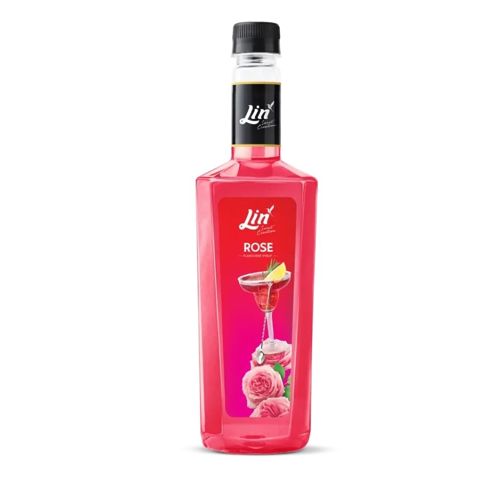น้ำเชื่อมกลิ่นกุหลาบ ตรา ลิน Lin Rose Flavored Syrup 750 ml. (05-6199)