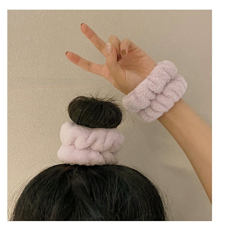 สายรัดข้อมือ ผ้าขนหนูไมโครไฟเบอร์ ดูดซับน้ํา ล้างหน้า สําหรับผู้หญิง 2 ชิ้น - รูปที่ 7