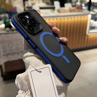 หรูหรา Matte เคสโทรศัพท์สําหรับ iPhone 11 12 13 14 15 16 Pro Max Plus กันชนแม่เหล็กกลับกรณีฝาครอบ