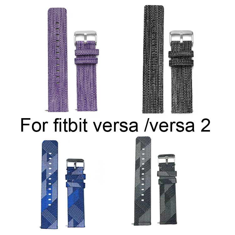 ผ้าใบสายรัดไนลอนสําหรับ Fitbit Versa 2 เปลี่ยนสายนาฬิกาสําหรับ Fitbit Blaze / Versa 2 / Versa Lite สมาร์ท