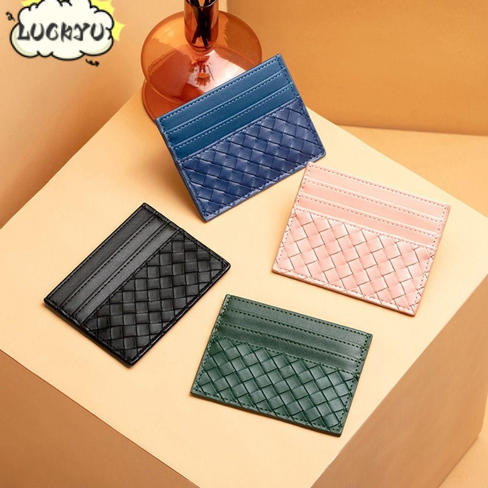 กระเป๋าการ์ด LUCKYU, ที่ใส่บัตรเครดิตหนัง PU หลากสี, กระเป๋าสตางค์ใบเล็กหลายช่องบางเฉียบแบบพกพาสําหรับผู้หญิง Man
