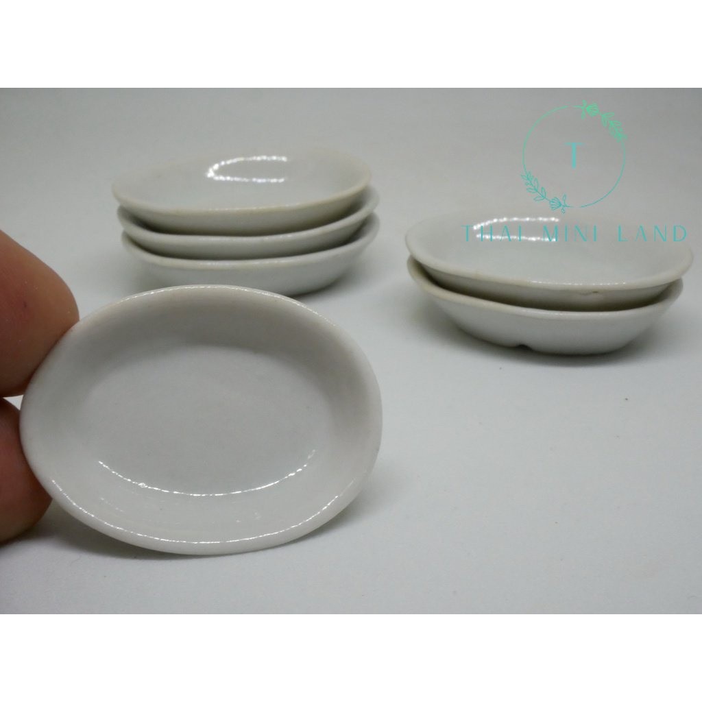 ชามเปลจิ๋ว ขอบสูง (ยาว 3.4 ซม.) งานเซรามิค ชามเปล จาน ชาม ของจิ๋ว ของตกแต่ง