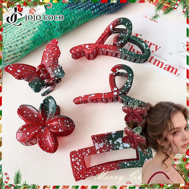 Jojo COCO คริสต์มาสบรรยากาศ Headwear ฤดูใบไม้ร่วงและฤดูหนาวใหม่เกล็ดหิมะขนาดใหญ่ Love ดอกไม้ Shark คลิปปีใหม่ Headwear
