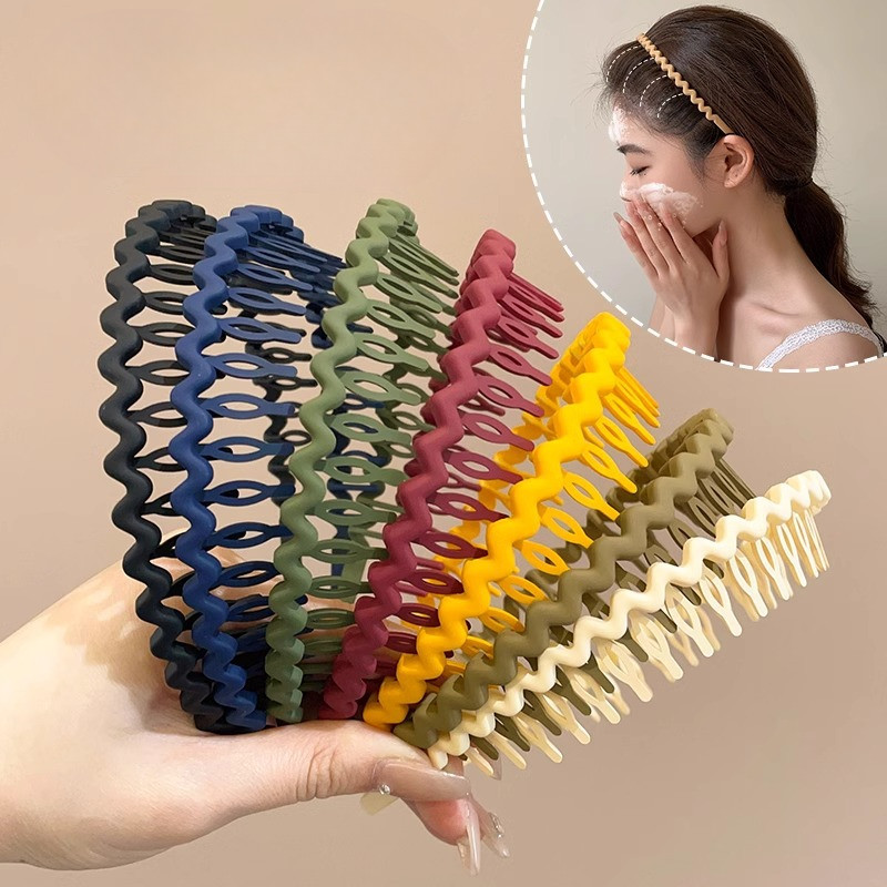 5 Pcs ที่คาดผมแฟชั่นเกาหลีสําหรับผู้หญิงล้างหน้าด้วยเครื่องประดับผมกันลื่นแบบฟัน