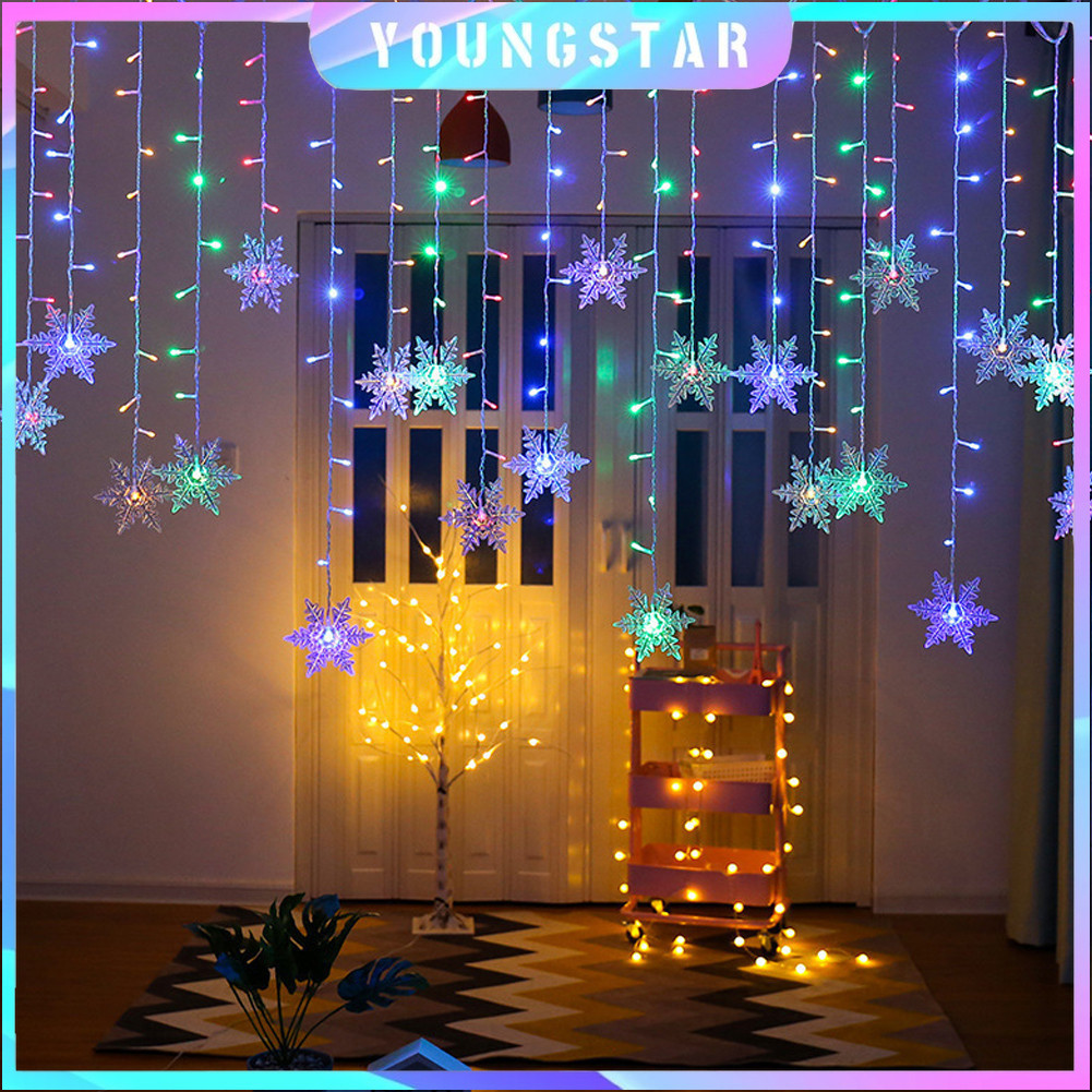FYG 4m Christmas Snowflakes ไฟ LED String กระพริบ Fairy ผ้าม่านไฟกันน้ําสําหรับวันหยุดงานแต่งงาน Xmas ตกแต่ง