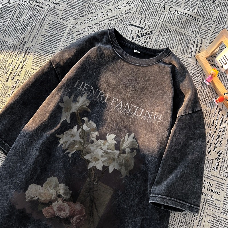 พร้อมส่งจากกทม มาถึงใน 2วัน）เสื้อยืดแขนสั้นผู้ชายสีดำพิมพ์ลายผ้าฝ้ายสวมใส่สบายเสื้อเชิ้ตแฟชั่นลำลอง oversize T-shirt COD