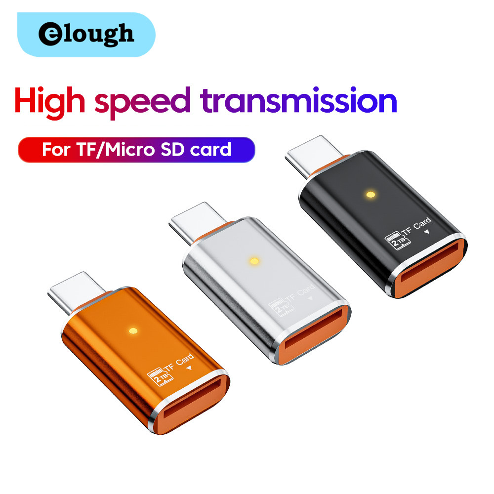 เครื่องอ่านการ์ด Elough Type C USB C เป็นอะแดปเตอร์ TF Micro SD เครื่องอ่านการ์ดหน่วยความจํา Type C ความเร็วสูง