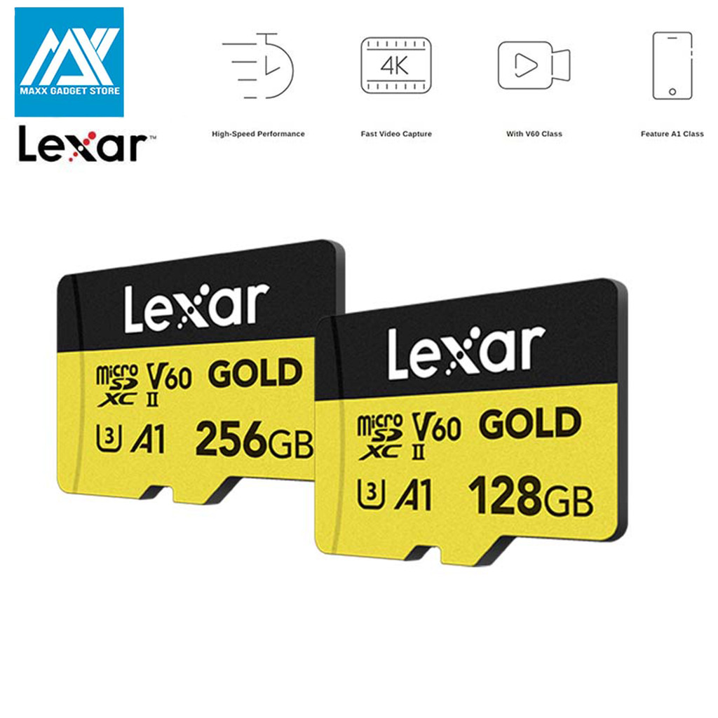 Lexar Professional GOLD micro SD การ์ด SDXC UHS-II 4K การ์ดบันทึกสําหรับ Drone และ Action กล้อง