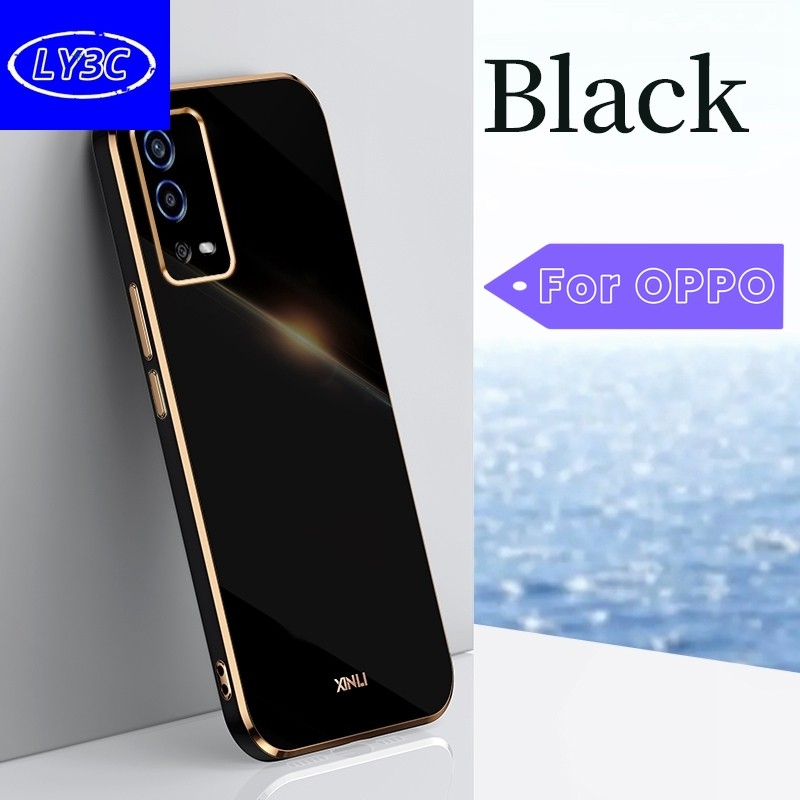 ชุบเคสโทรศัพท์สําหรับ OPPO A55 4G 5G A56 A53S ปลอกที่แม่นยําเคสป้องกันกล้องหรูหราขอบตรง