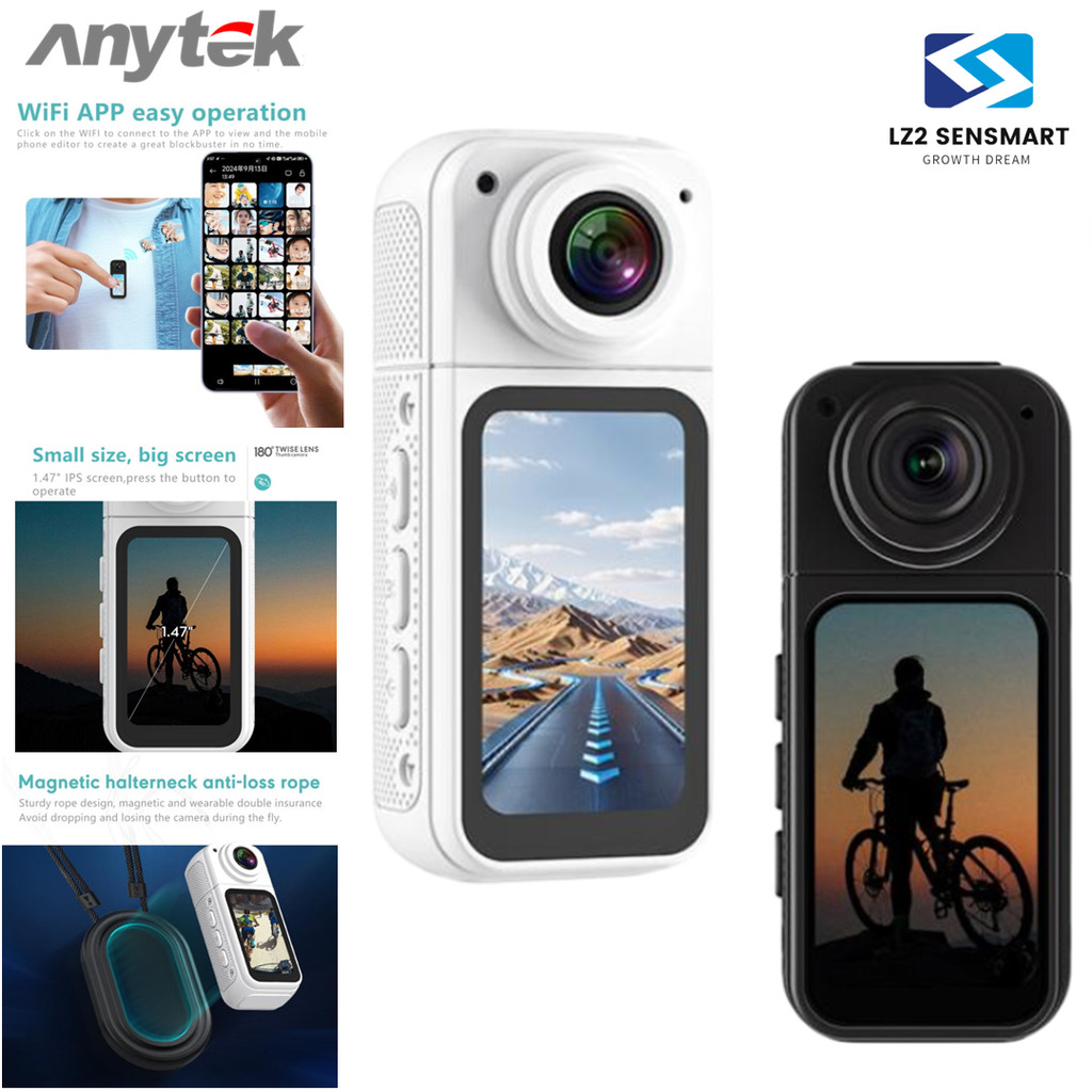 Anytek S70 Magnetic Thumb กล้องถ่ายภาพกีฬา 2.7K (2720 x 1520/15fps)กล้องพกพาสำหรับขี่กลางแจ้ง Action