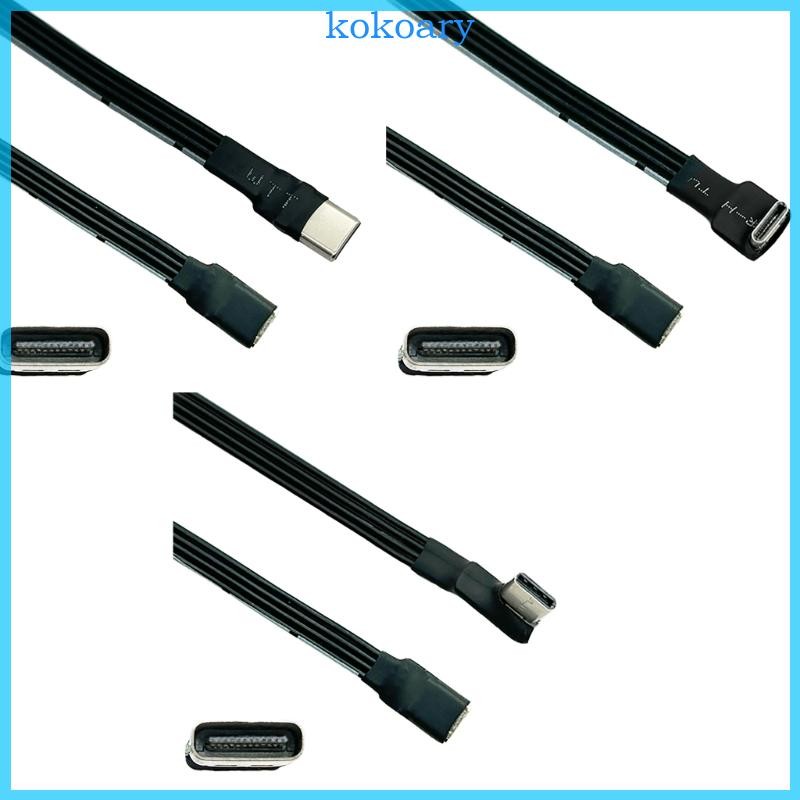 Kok USB C ชายกับ USB C หญิงสายต่อ 90 องศาริบบิ้นแบนสาย USB C