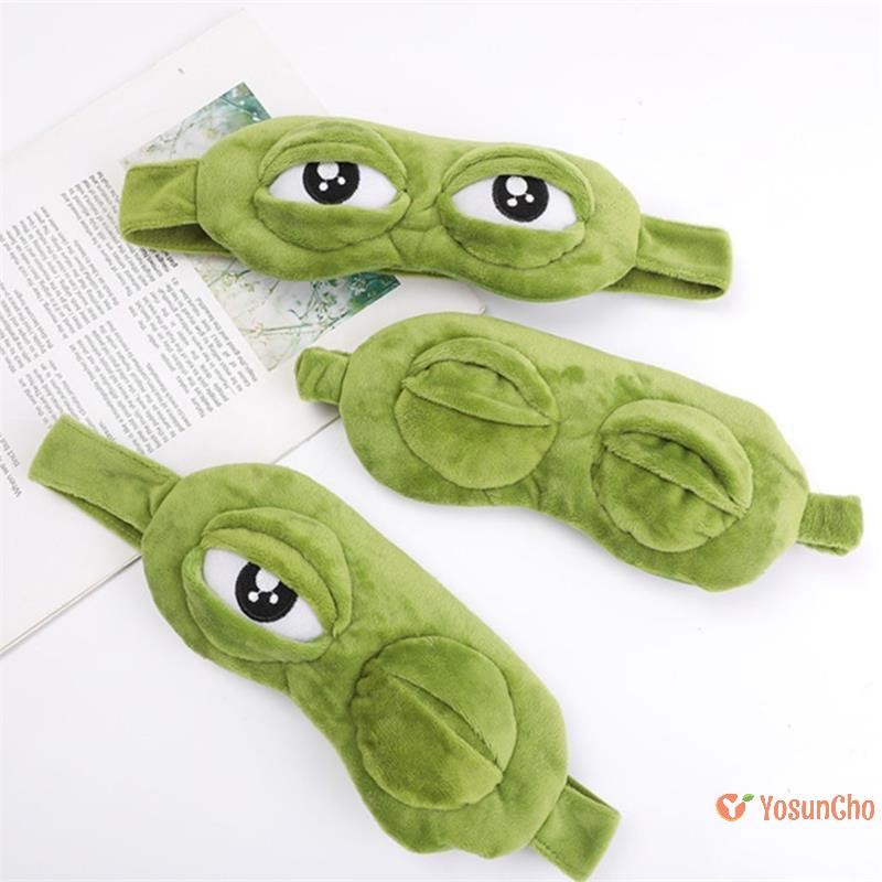 Yosunchoker] Sad Frog Sleep Mask Eyeshade Plush Eye Cover Travel Relax ของขวัญ Blindfold น่ารักแพทช์การ์ตูน Sleeping Mask สําหรับเด็กผู้ใหญ่ใหม่