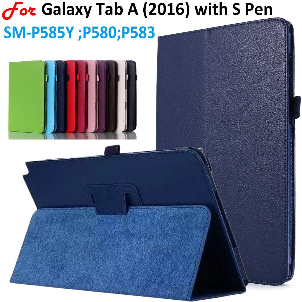 SAMSUNG สําหรับSamsung Galaxy Tab A (2016) พร้อมปากกาSรุ่นSM-P585Y SM-P580 Magnetic Flipป้องกันกรณีP580 P583 P585 P588C Slimน้ําหนักเบาหนังฝาครอบ