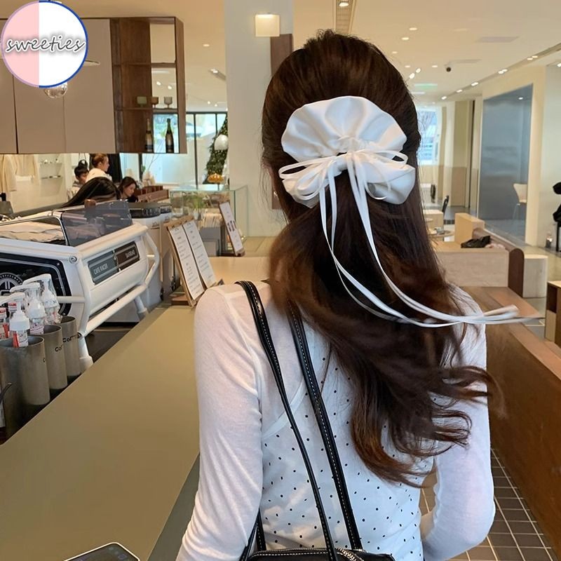 ที่คาดผมริบบิ้นโบว์สไตล์บัลเล่ต์สาวหวานสง่างามสีขาวซาตินแฟชั่นวงผมสําหรับสุภาพสตรี