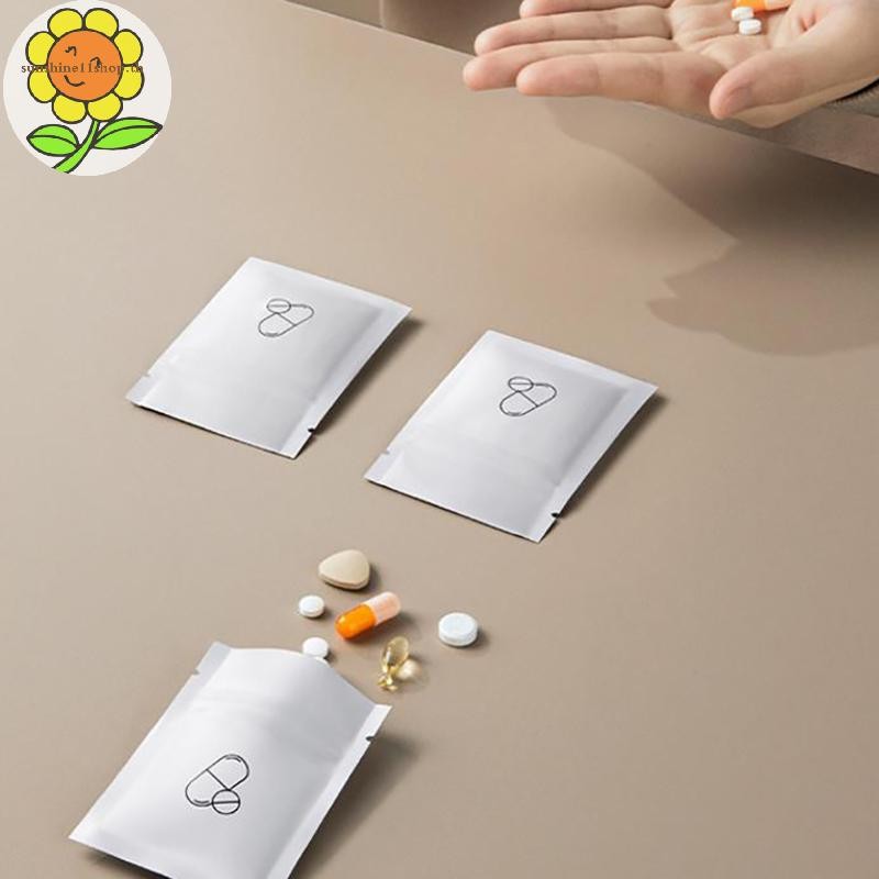 Sunshop 30 ชิ้น Mini Pill Dispenser กระเป๋าแบบพกพา Self-Sealing กันน้ําองค์กรเก็บหนาอลูมิเนียมฟอยล์ถุงยา TH