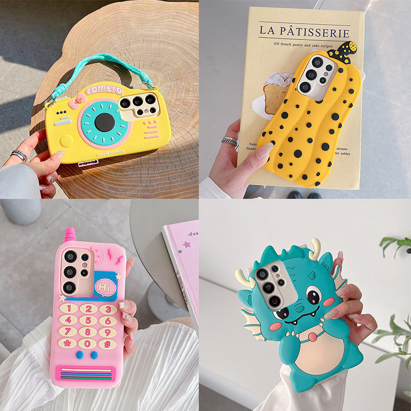 3D กันกระแทก สําหรับ OPPO Reno10 5G Reno 8 8Pro 10 10Pro plus 7 7Pro 6 6Pro 5 5Pro 4Pro 4Z 3 3Pro เคสมือถือ Soft TPU Case เคสป้องกัน Cute Cartoon Camera Pear Push-Phone Dinosaur Cover เคสกันกระแทก เคสซิลิโคน เคสป้องกันสามมิติ