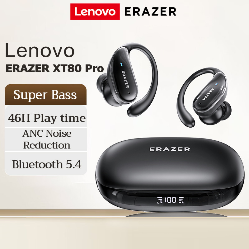 Lenovo ERAZER XT80 Pro Bluetooth 6.0 ANC ชุดหูฟังบลูทูธตัดเสียงรบกวน IPX5 ชุดหูฟังกีฬากันน้ํา OWS