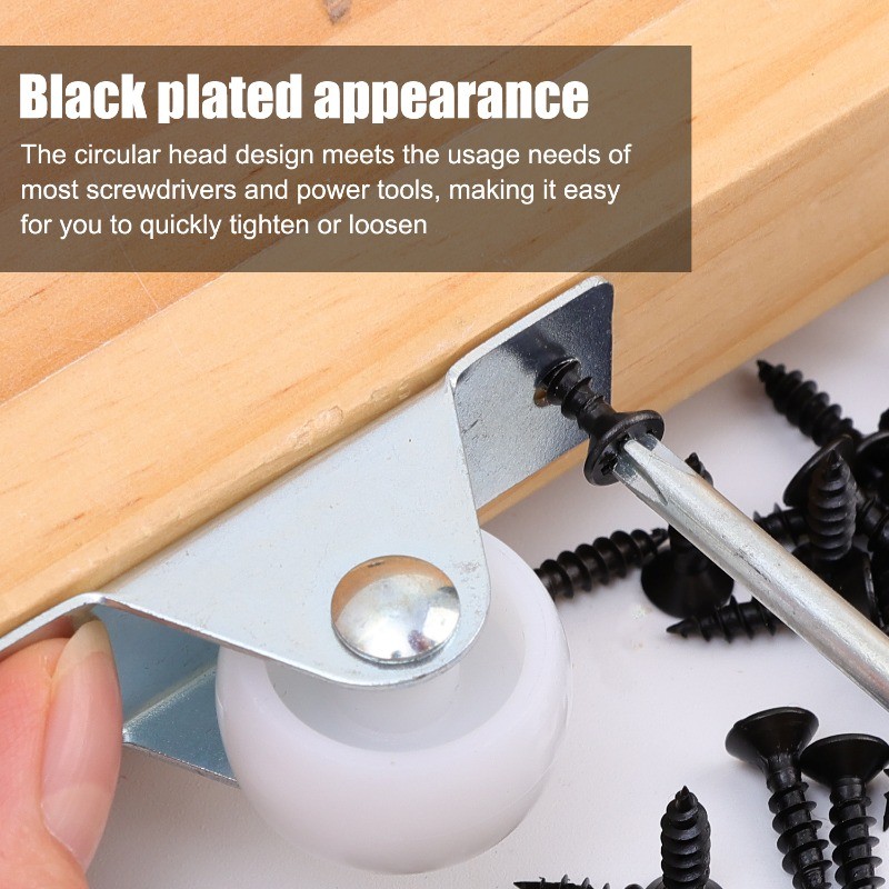 500/1000 ชิ้น สกรูหัวแบนฟิลลิปส์สีดำ / 16mm สกรูเกลียวปล่อย / อุปกรณ์ซ่อมแซมเฟอร์นิเจอร์ - รูปที่ 3