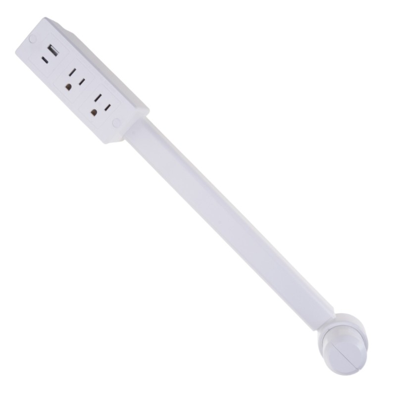 L ตัวขยายเต้าเสียบไฟฟ้าหลายอุปกรณ์พร้อมพอร์ตชาร์จประเภท USB A และ C 180° การหมุนยืดได้