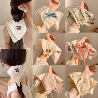 Big Square Scrunchie แฟชั่นเกาหลีสวยเรียบง่ายอเนกประสงค์ขนาดใหญ่ Square Hair Tie เครื่องประดับผม