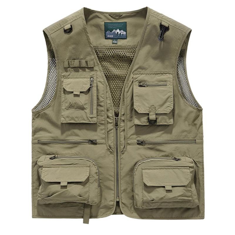 EERSHENSHI  เสื้อแจ็กเก็ต แขนกุด ระบายอากาศ มีกระเป๋าหลายช่อง คุณภาพสูง สําหรับผู้ชาย