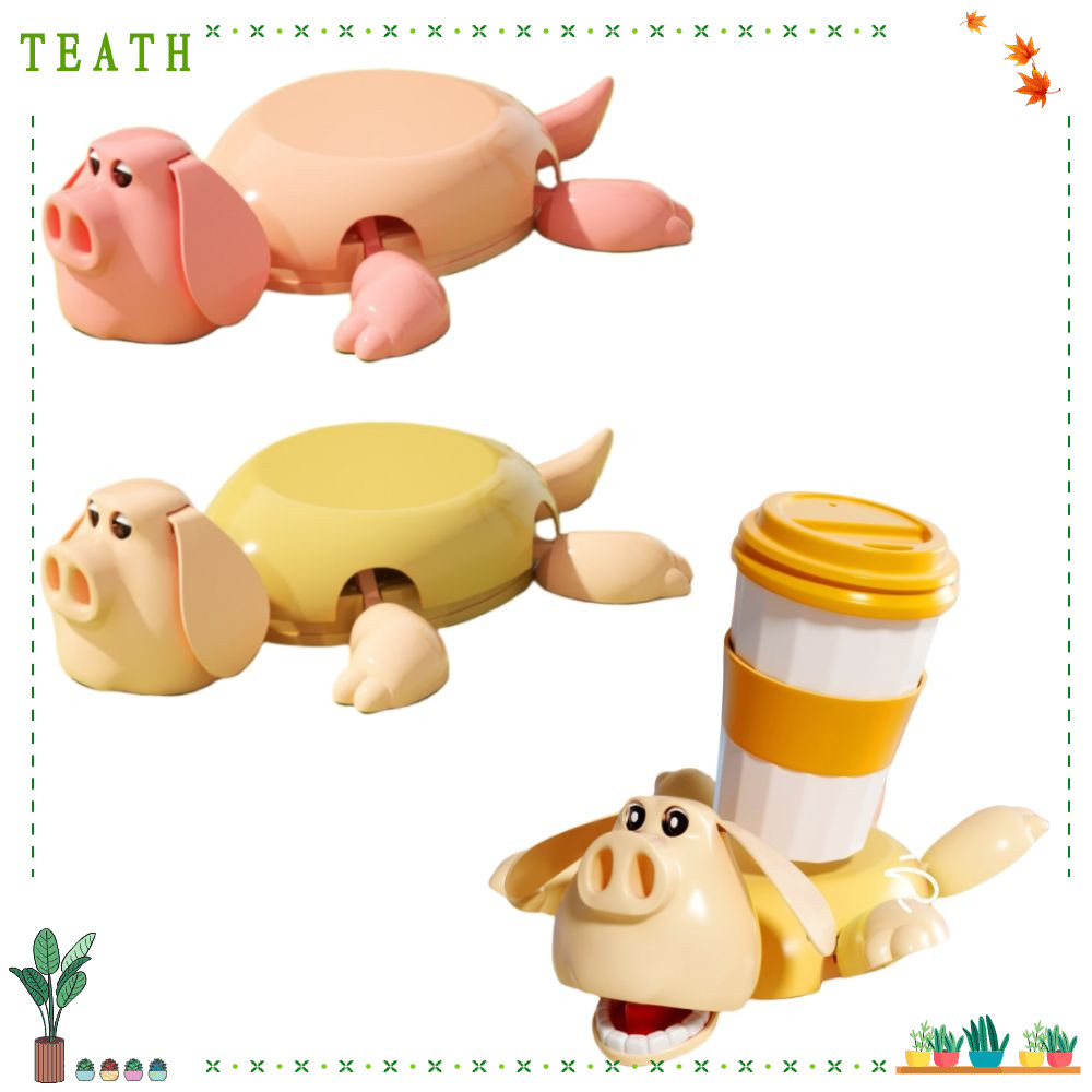 ที่วางแก้ว โชคชะตา หมูน้อยน่ารัก หน้าท้อง ตื่นขึ้น เต่ารถไฟเหาะตลกพิมพ์ความเครียดบรรเทาสีเหลืองสีชมพูฐานแก้วสก์ท็อปเครื่องประดับ