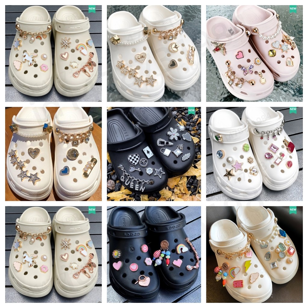 รองเท้าแตะแฟชั่น อุปกรณ์เสริม, Crocs Jibbitz Charms, jibbitz Set, รองเท ้ าแตะคุณภาพสูง อุปกรณ์เสริม,  รูปแบบโลหะเงาตกแต่ง ทําเอง คุณภาพสูง