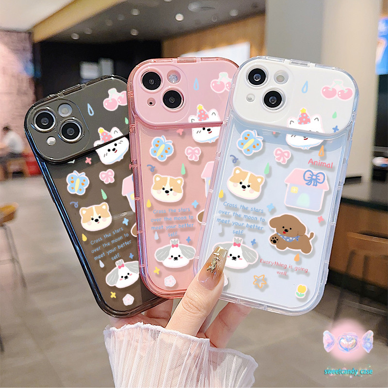 🎀จัดส่งในพื้นที่🎀เคสกระจกแต่งหน้า น่ารักลูกสุนัขสายพันธุ์ที่แตกต่างกัน สําหรับIPhone16 15 14 13 7 8plus Pro Promax XR XS