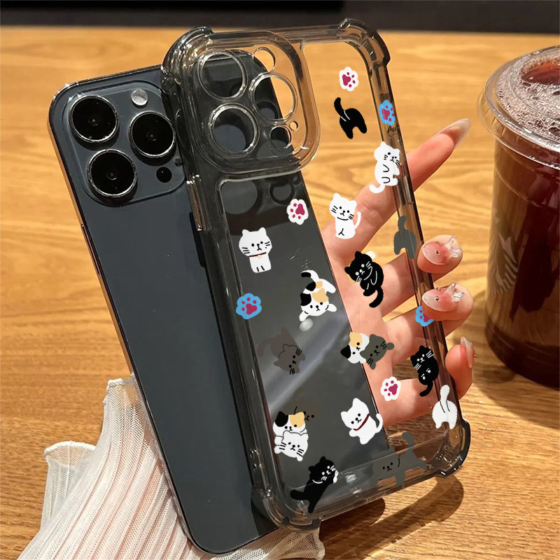 🌸SUN🌸สี่มุมหนาป้องกันการตกเลนส์ป้องกันกรณีโทรศัพท์มือถือสำหรับ iPhone 16 15 14 13 12 11 ProMax X/XS XR XSMAX 7 8PLUS