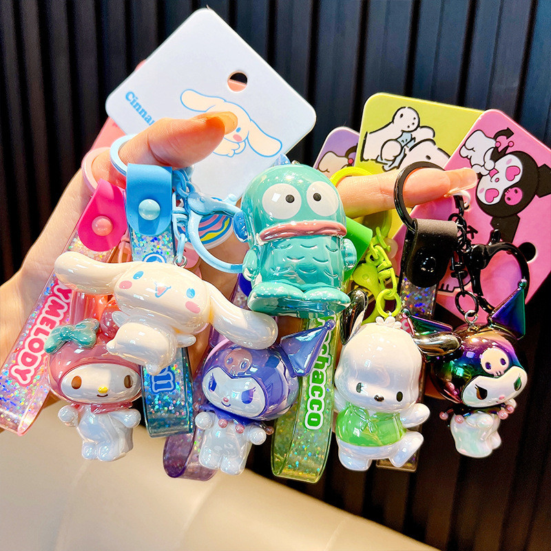 ใหม่ Sanrio พวงกุญแจของเล่นชุดที่มีสีสันอะนิเมะตัวเลข Pochacco Hangyodon Kuromi จี้พวงกุญแจของเล่นของขวัญหญิง