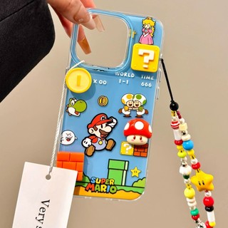case 17 16 15 14 pro max 3d cartoon mushroom charm chain phone case