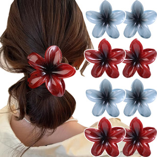 กิ๊บติดผม ลีลาวดี ขนาด 8 ซม., สีแดงเข้ม & สีเทา ออกแบบดอกไม้…