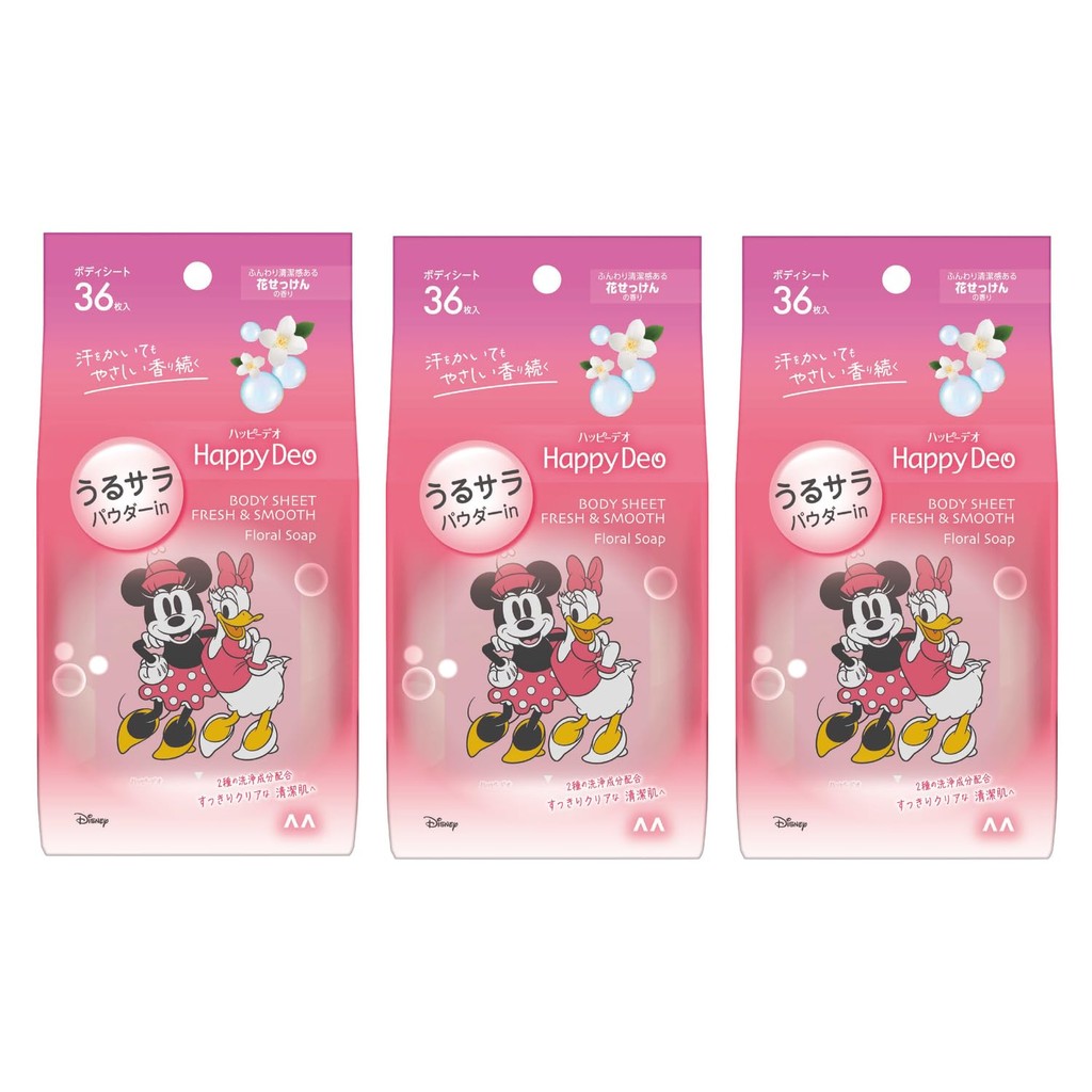 MANDOM Happy Deo Body Sheet Urusara Flower Soap Women's Sweat Wiping Sheet 36 sheets x 3 pieces