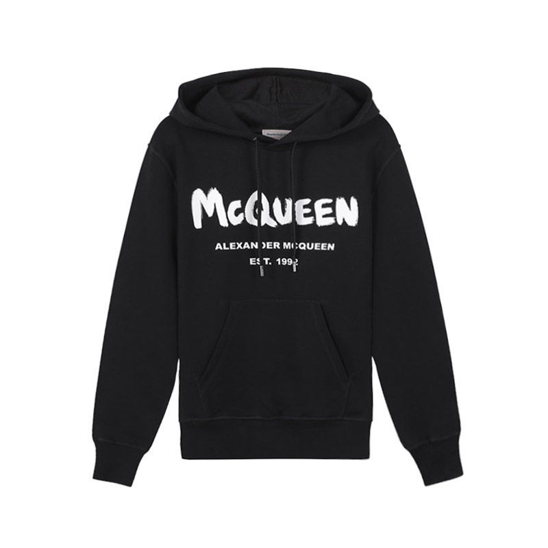 Alexander Mcqueen McQueen Men McQueen Graffiti เสื้อสเวตเตอร์มีฮู้ดคอปกป้าย+แท็ก