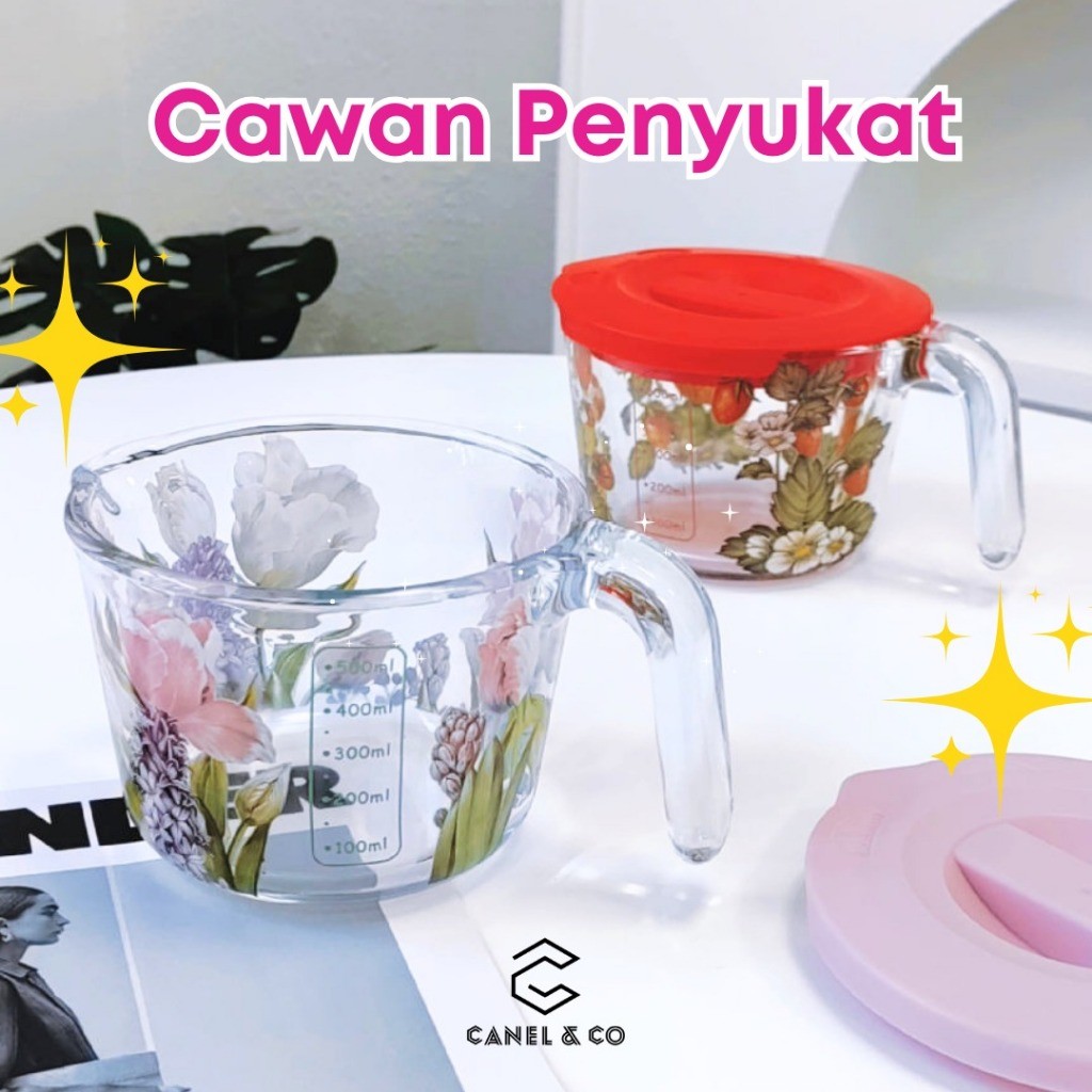 ถ้วยตวงกระจกนิรภัยขวดแก้ววัดทนความร้อนพร้อมที่จับเครื่องครัวเบเกอรี่