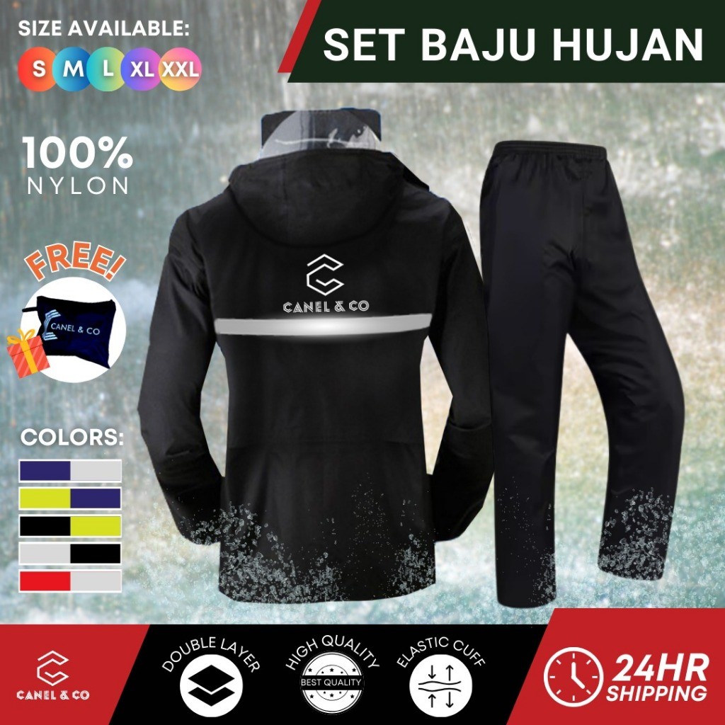 Canel & Co Premium THICK เสื้อกันฝน Baju Hujan TEBAL กันน้ํารถจักรยานยนต์มอเตอร์จักรยาน Rain Coat ร่
