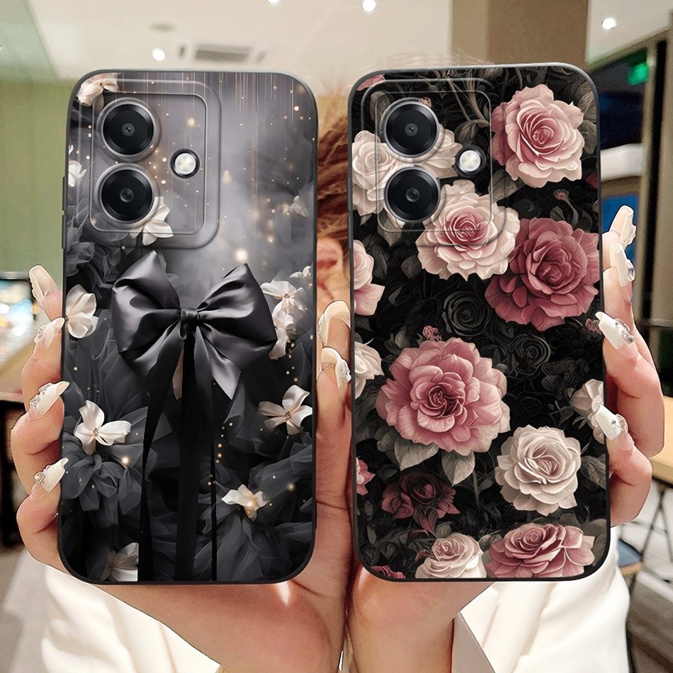 สําหรับ Oppo A3 (ทั่วโลก) / A3x 4G / A3x 5G โบว์ที่สวยงาม Rose ภาพวาดเคสโทรศัพท์ Oppo A3x 4G 5G 3X A3 เลนส์ป้องกันกรณีซิลิโคนอ่อนนุ่ม