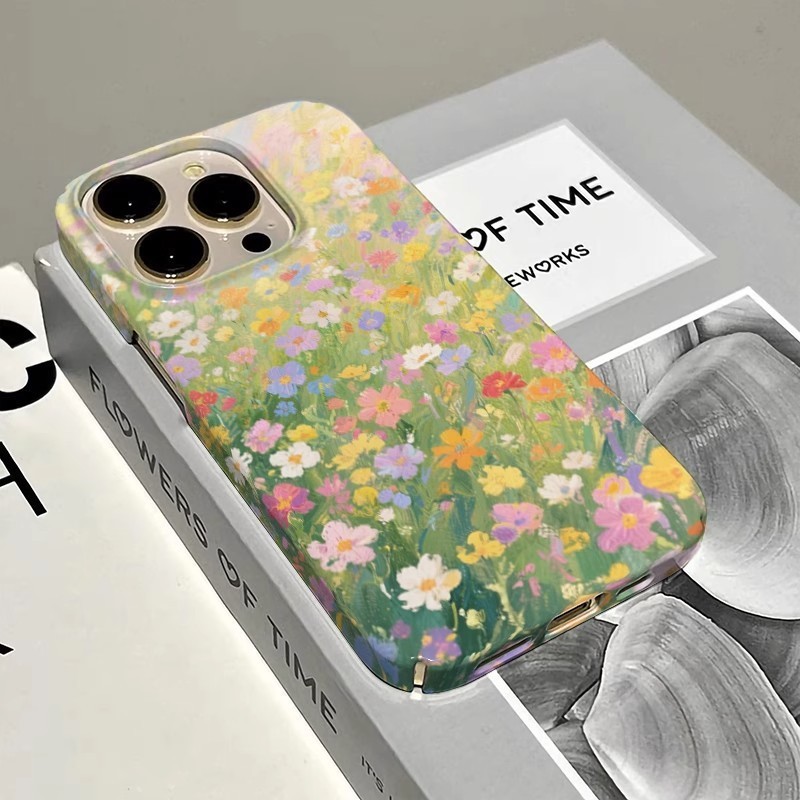 ดอกไม้ฤดูใบไม้ผลิสีสันสดใส เข้ากันได้กับเคสแข็ง iPhone XR XS XS Max 15 Pro 14 Pro 13 Pro เคสป้องกัน 16 15 14 13 12 Pro Max ปกกันกระแทก 7/8 Plus รูใหญ่