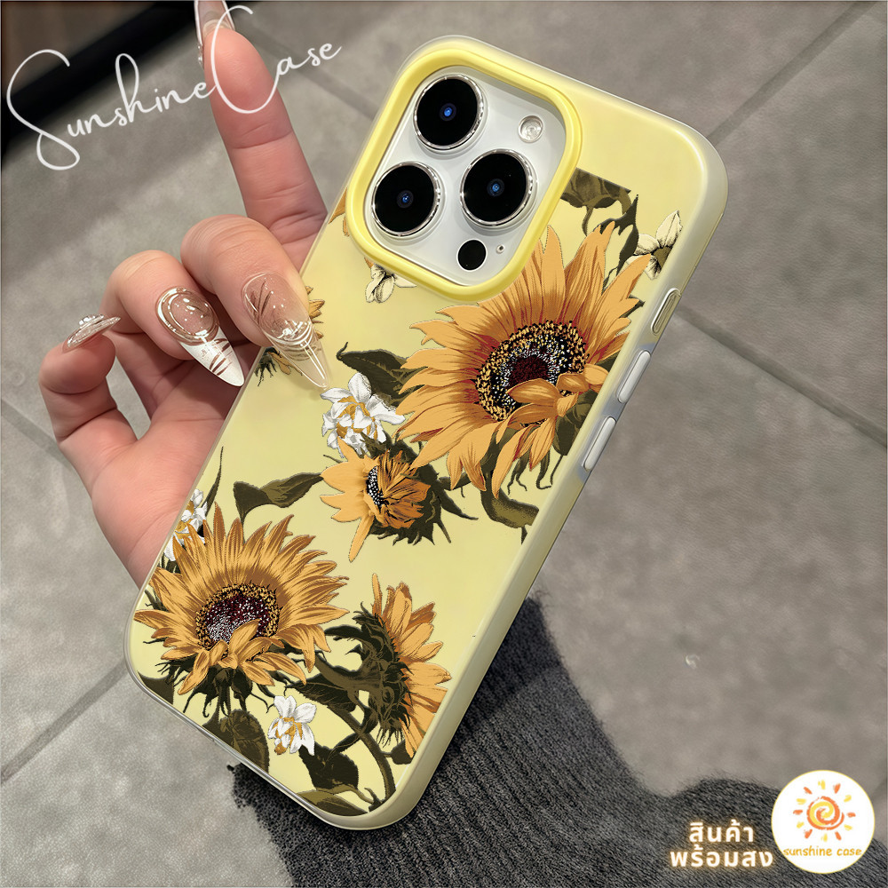 พร้อมส่ง เคสโทรศัพท์มือถือ เคสแบบสองขั้น ดอกทานตะวัน สวย For IPhone16 15 14 13 12 11 6 7 8 plus Pro 