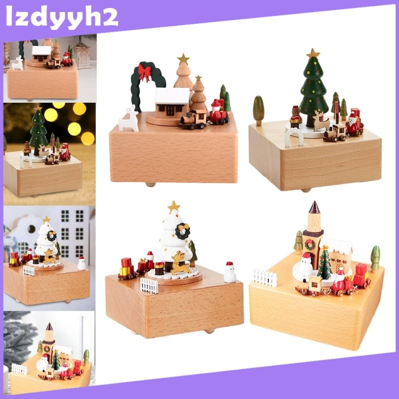 [Lzdyyh2] Mechanical Music Wind Up Musical Box Creative Play Melody เครื่องประดับคริสต์มาสธีมสําหรับ