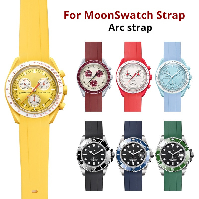 สายยางปลายโค้งสําหรับ Omega X Swatch MoonSwatch หัวเข็มขัดสแตนเลสผู้ชายผู้หญิงกีฬากันน้ํา TPU สายรัดข้อมือ 20 มม.