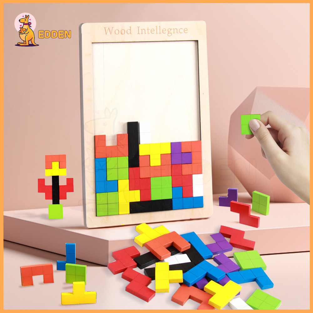 EDDEN ของเล่นไม้ ตัวต่อไม้ บล็อคไม้ จิ๊กซอว์ไม้ เกมปริศนา ตัวต่อไม้ เกม tetris ของเล่น เกมฝึกสมอง ปริศนา