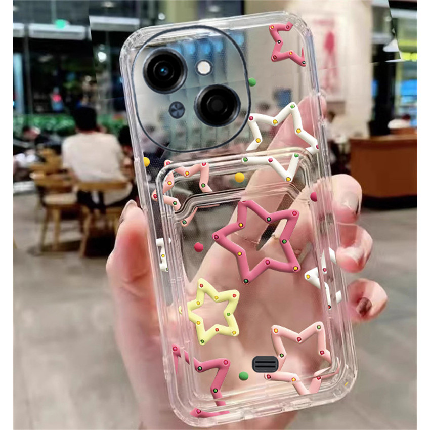 กระเป๋าสตางค์ผู้ถือบัตรสําหรับ Tecno Spark GO 1 / POP 9 / Spark GO 2025 เคสโทรศัพท์ TPU แฟชั่นสาวซิลิโคน