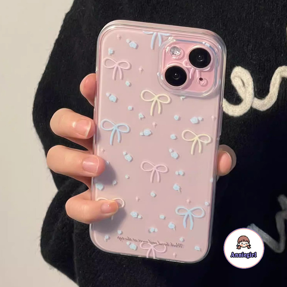 Simple สีสันโบว์โปร่งใสเคสโทรศัพท์สําหรับ IPhone 11 15 16 Pro MAX 16plus 12 13 14 Promax XS MAX XR 8 7 Plus Scratch-proof Soft TPU โทรศัพท์ปกหลัง