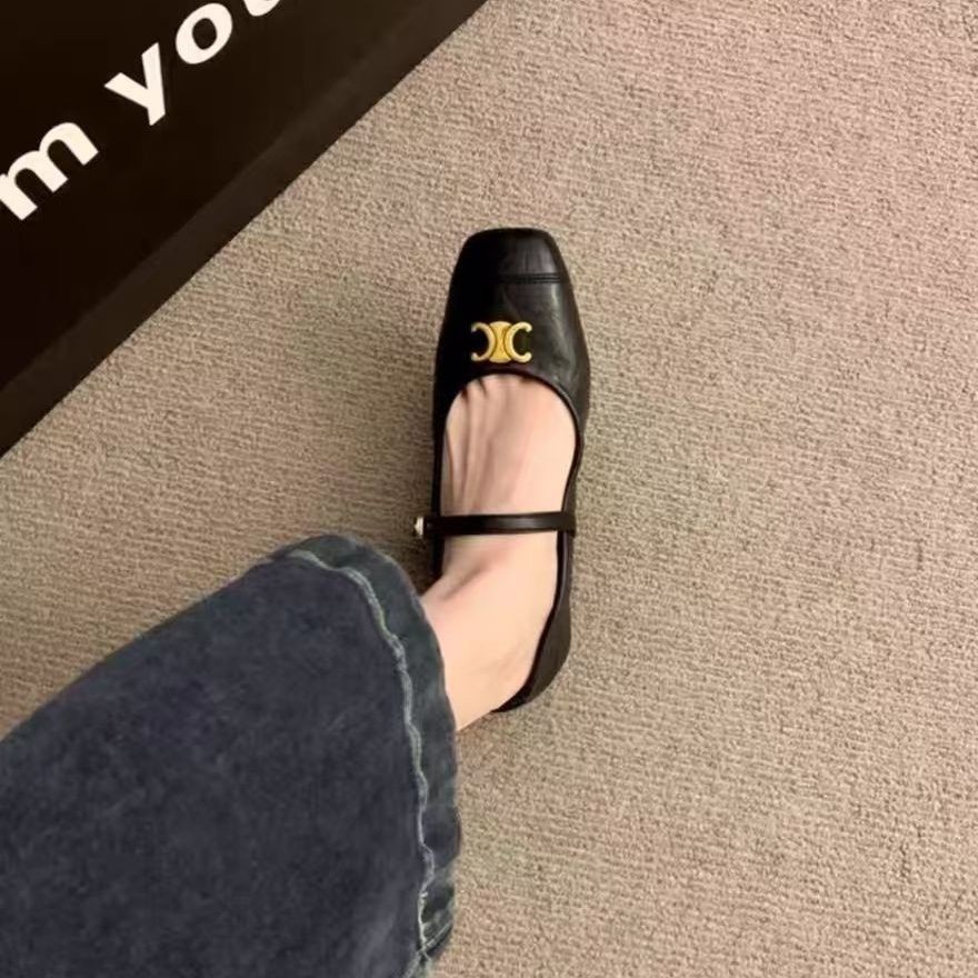 รองเท้าเดี่ยวรองเท้าแบนสวมใส่ด้านนอกเวอร์ชั่นเกาหลีหนา พื้นรองเท้า การจับคู่สี