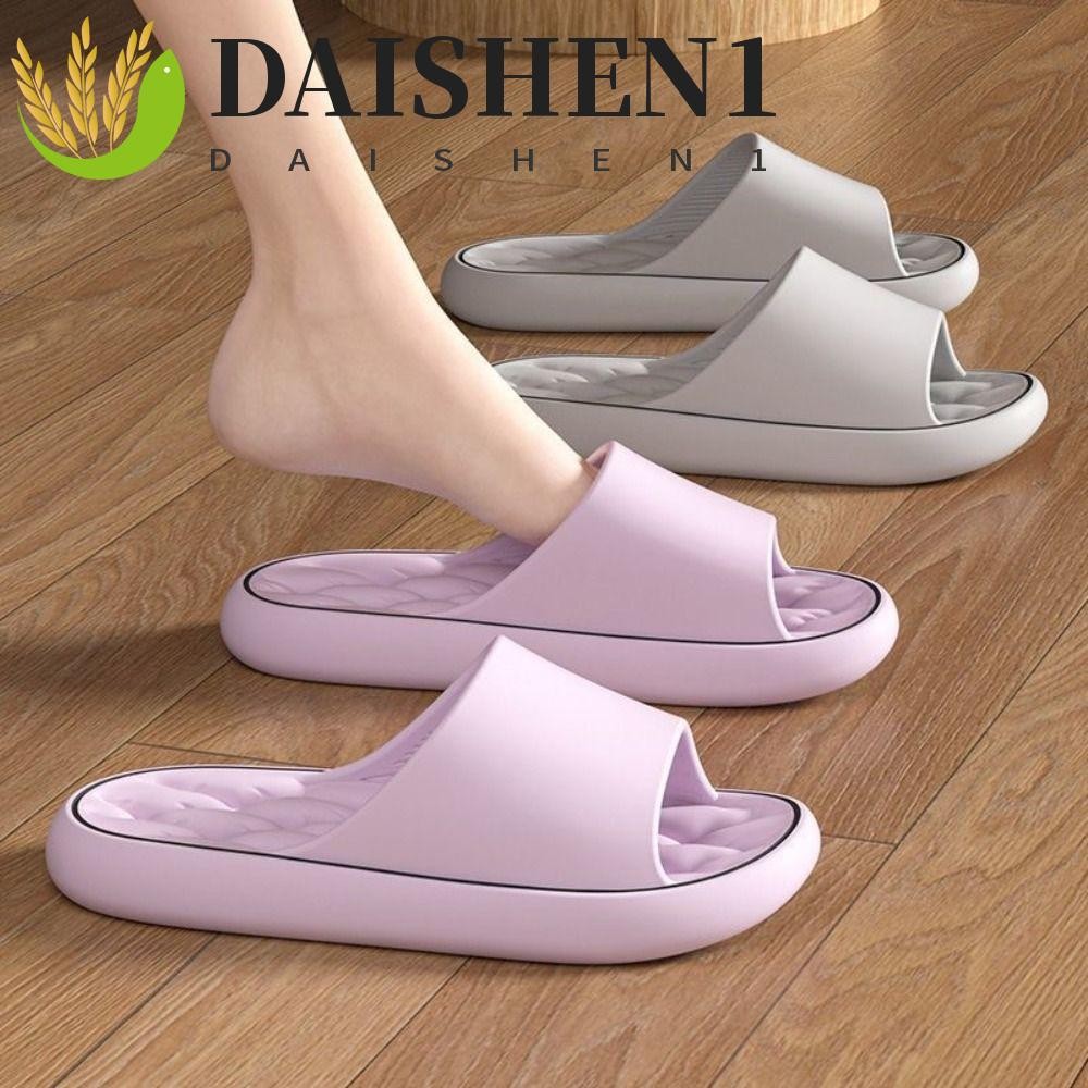 Daishen1 รองเท้าแตะเรียบง่าย, สไลด์หมอนสีทึบกันลื่น, รองเท้าแตะ EVA แต่เพียงผู้เดียวหนานุ่มแบบลําลองในฤดูร้อน